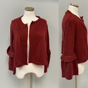 Wooden Ships Paola Buendia Mohair Open Front Flounce Ruffle Sleeve Cardigan Size
